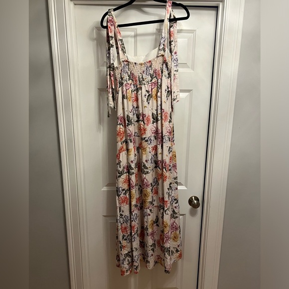 EUC House of Harlow 1960 Floral Linen Tie Strap Maxi - Size Small - Picture 3 of 4